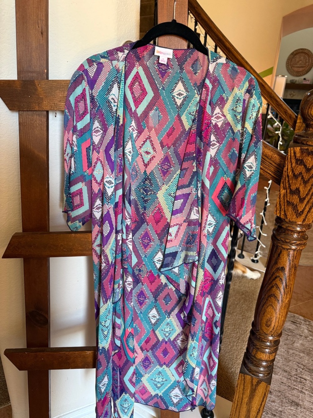 LuLaRoe Multicolor Geometric Swim Coverup - Teal, Purple, Pink